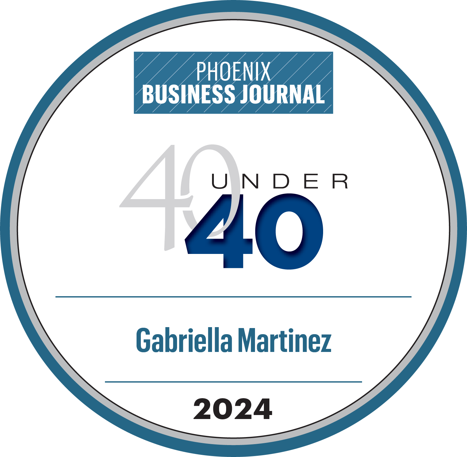 40 Under 40 by Phoenix Business Journal award badge