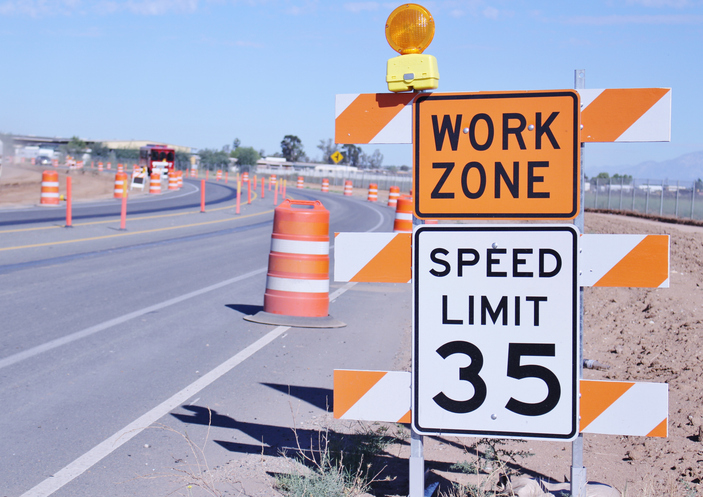 Illustrative: Work Zone speed warning sign