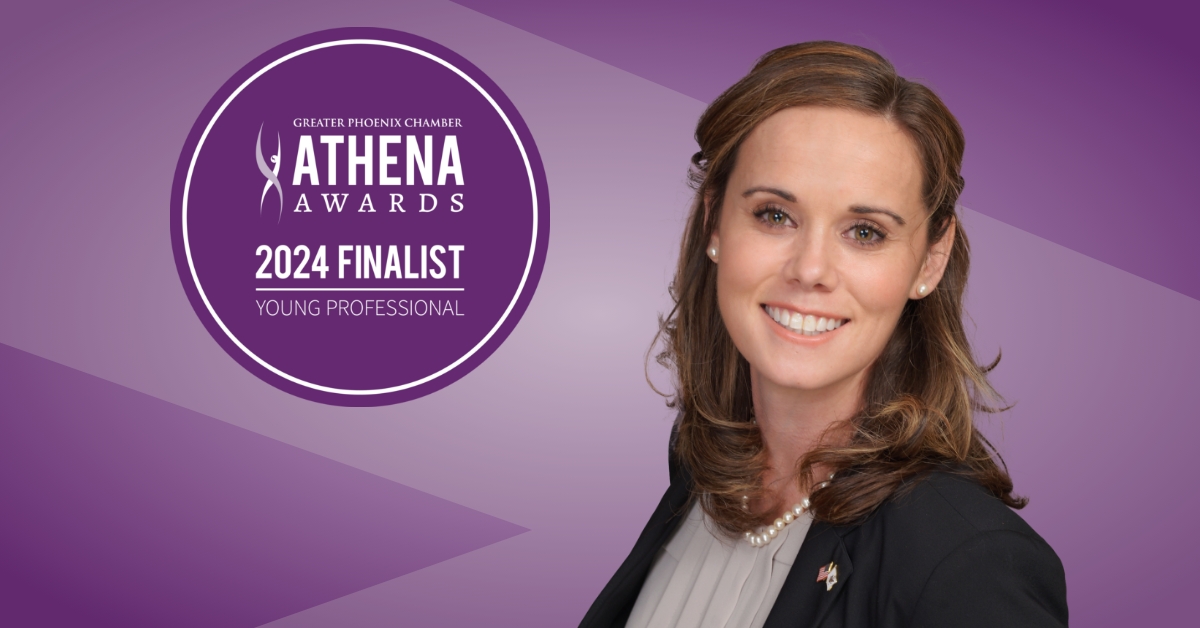 Kate Conway profile photo with Athena Award badge